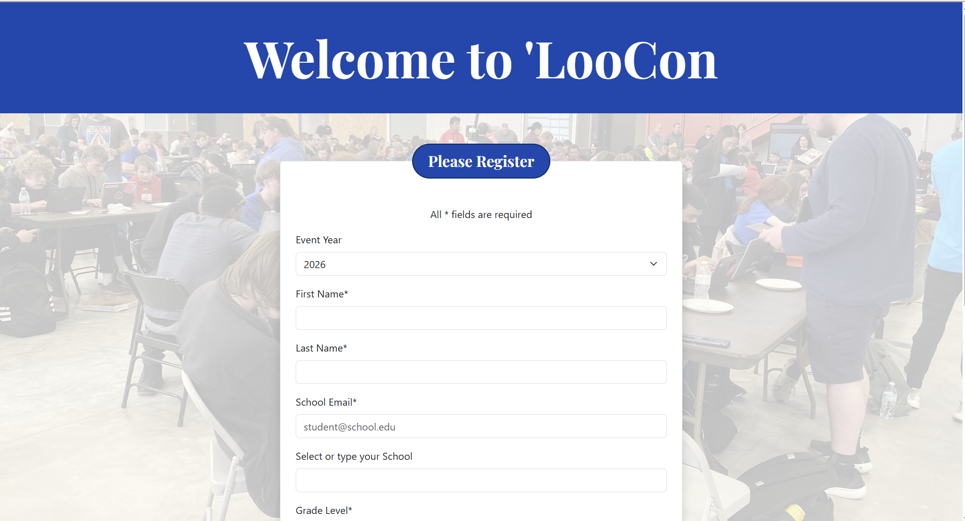 LooCon registration platform screenshot